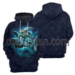 Navy Sea Turtle 3D All Over Printed T-Shirt Hoodie