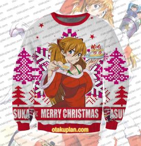 Neon Genesis Evangelion Asuka Langley Christmas Outfit Ugly Christmas Sweatshirt