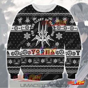 Nier Automata Game Of The Yorha 3D Print Pattern Ugly Christmas Sweatshirt