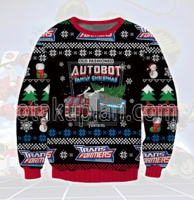 Old Fashioned Autobot Family Christmas Transformers 3D Printed Ugly Christmas Sweatshirt
