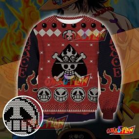One Piece Ace 3D Print Pattern Ugly Christmas Sweatshirt