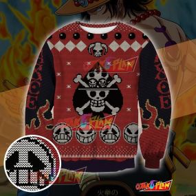 One Piece Ace Knitting Pattern 3D Print Ugly Christmas Sweatshirt