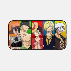 One Piece Anime Luffy Crew Zoro Ace Sanji Law Tempered Glass iPhone Case