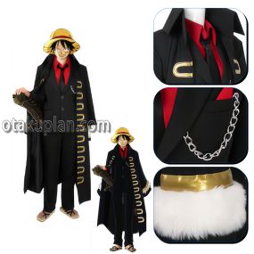 One Piece Monkey D Luffy Black Suit Cosplay Costume