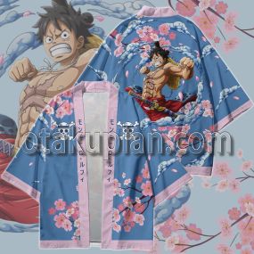One Piece Monkey D., Luffy Cherry Blossoms Kimono Anime Cosplay Jacket