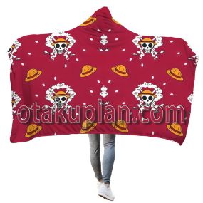 One Piece Monkey D Luffy Hat Cloud Skull Flag Hooded Blanket