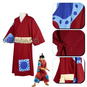 One Piece Monkey D Luffy Red Kimono Cosplay Costume