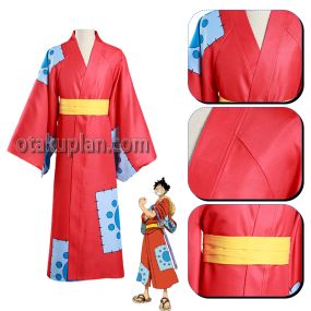 One Piece Monkey D Luffy Wano Country Kimono Cosplay Costume