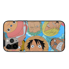 One Piece Mugiwara Male Crew Looking Tempered Glass iPhone Case