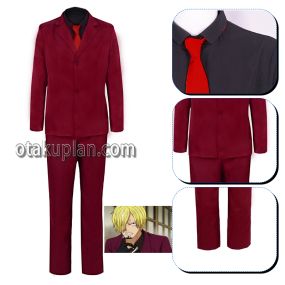One Piece Sanji Wano Country Red Suit Cosplay Costume