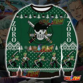 One Piece Zoro Knitting Pattern 3D Print Ugly Christmas Sweatshirt