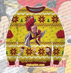 One Punch Man Chibi Saitama 3D Printed Ugly Christmas Sweatshirt