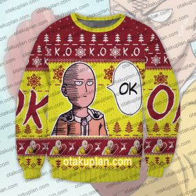 One Punch Man Saitama 3D Print Ugly Christmas Sweatshirt