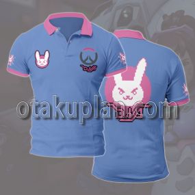 Overwatch DVa Blue and Pink Polo Shirt