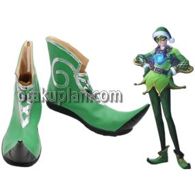 Overwatch Tracer Christmas Elf Skin Green Cosplay Shoes