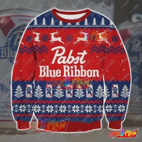 Pabst Blue Ribbon 1510 3D Print Ugly Christmas Sweatshirt