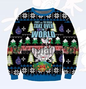 Pinky and the Brain Black 3D Printed Ugly Christmas Sweatshirt