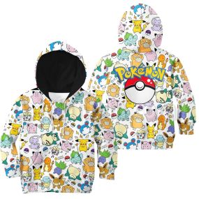 Pokemon Pattern Kids Hoodie Custom Anime Style