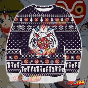 Princess Mononoke 3D Print Pattern Ugly Christmas Sweatshirt