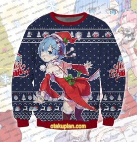 Re Zero Rem Christmas 3D Printed Ugly Christmas Sweatshirt