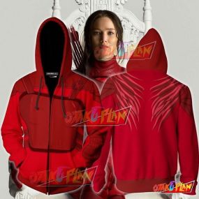 The Hunger Games Mockingjay Katniss Everdeen (Red) Hoodie Cosplay Jacket Zip Up