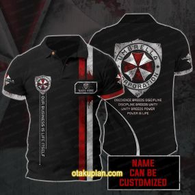 Resident Evil Umbrella Black Custom Name Polo Shirt
