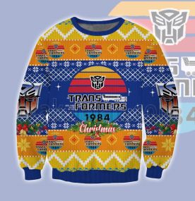 Retro 1984 Stripes Autobots Transformers 2023 3D Printed Ugly Christmas Sweatshirt