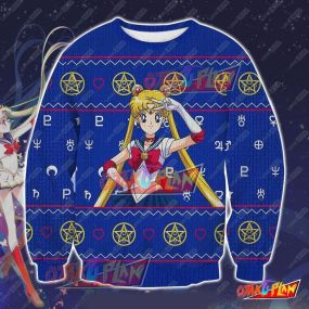 Sailor Moon 3D Print Pattern Ugly Christmas Sweatshirt V2