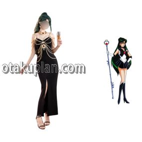 Sailor Moon Meiou Setsuna Black Dress Cosplay Costume