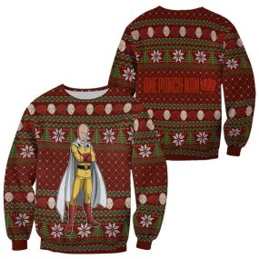 Saitama Ugly Christmas Sweater One Punch Man Hoodie Shirt