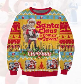 Santa Claus Is Comin To Town 3D Printed Ugly Christmas Sweatshirt