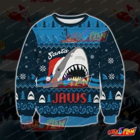 Santa Jaws 3D Print Ugly Christmas Sweatshirt