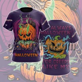Halloween Scary Pumpkin Monster Spider It's Always Halloween For Creeps Like Me T-shirt