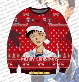 Shinji Ikari Neon Genesis Evangelion 3D Printed Ugly Christmas Sweatshirt