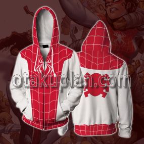 Spider Hero Across the Spider Verse Earth 18119 Spinneret Mary Jane Watson Cosplay Zip Up Hoodie