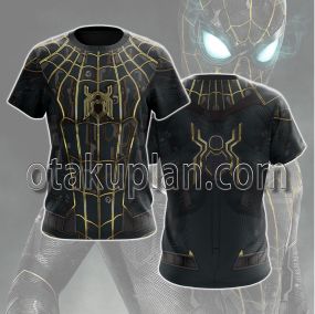 Spider Hero No Way Home BLACK & GOLD SUIT Cosplay T-shirt