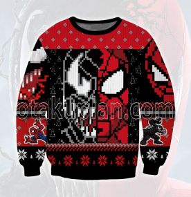Spider Hero and Venom Pixel Art 3D Printed Ugly Christmas Sweatshirt
