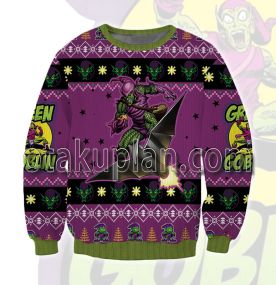 Spider Hero Green Goblin Purple and Green 3D Printed Ugly Christmas Sweatshirt
