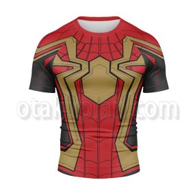 Spider Hero No Way Home Red Gold Black Rash Guard Compression Shirt