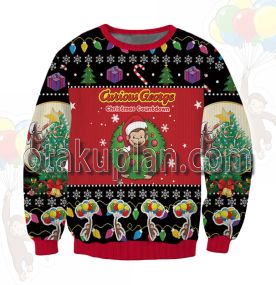 Stackin Curious George Christmas 3D Printed Ugly Christmas Sweatshirt