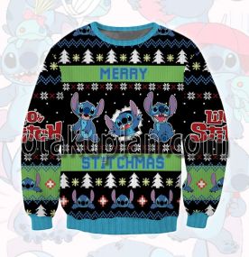 Stitch Blue and Green 3D Printed Ugly Christmas Sweatshirt