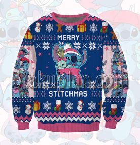 Stitch Blue and Pink 3D Printed Ugly Christmas Sweatshirt
