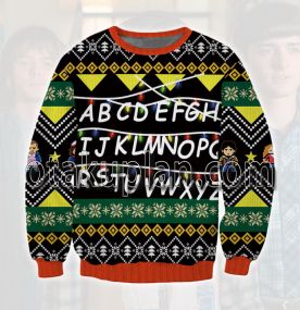 Stranger Things Alphabet 3D Printed Ugly Christmas Sweatshirt
