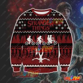 Stranger Things Red And Black 3D Print Ugly Christmas Sweatshirt