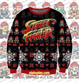 Street Fighter 8 bit 3D Printed Ugly Christmas Sweatshirt