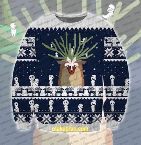 Studio Ghibli Forest Spirit Princess Mononoke Blue 3D Printed Ugly Christmas Sweatshirt