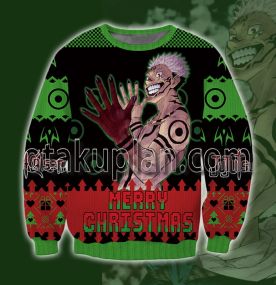 Sukuna Anime Green 3D Printed Ugly Christmas Sweatshirt