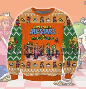 Super Mario All Stars Mario World Orange 3d Printed Ugly Christmas Sweater
