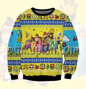 Super Mario Bros 3D Printed Ugly Christmas Sweatshirt