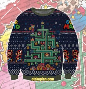 Super Mario Hose Christmas Tree 3D Printed Ugly Christmas Sweatshirt